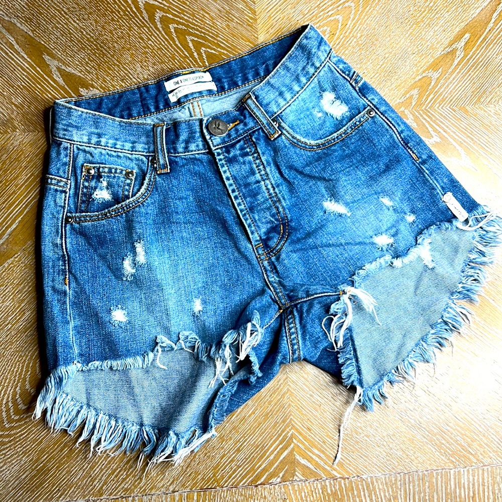 ONE x ONETEASPOON Hawks Distressed Denim Jean Short 24